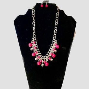 Paparazzi Pink Necklace & Earring Set
